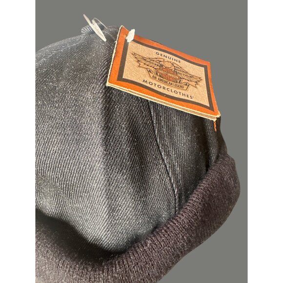 Harley-Davidson Black Denim Wool  Motorcycle skull Cap beanie  "Ride" adjustable - Picture 3 of 8